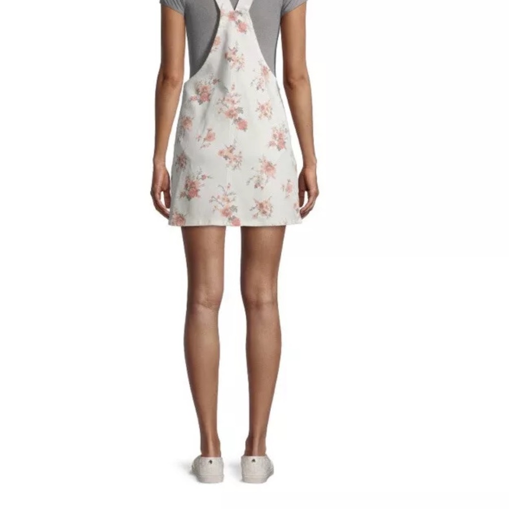 NWOT No Boundaries Ivory Floral Overall Dress - Picture 7 of 9